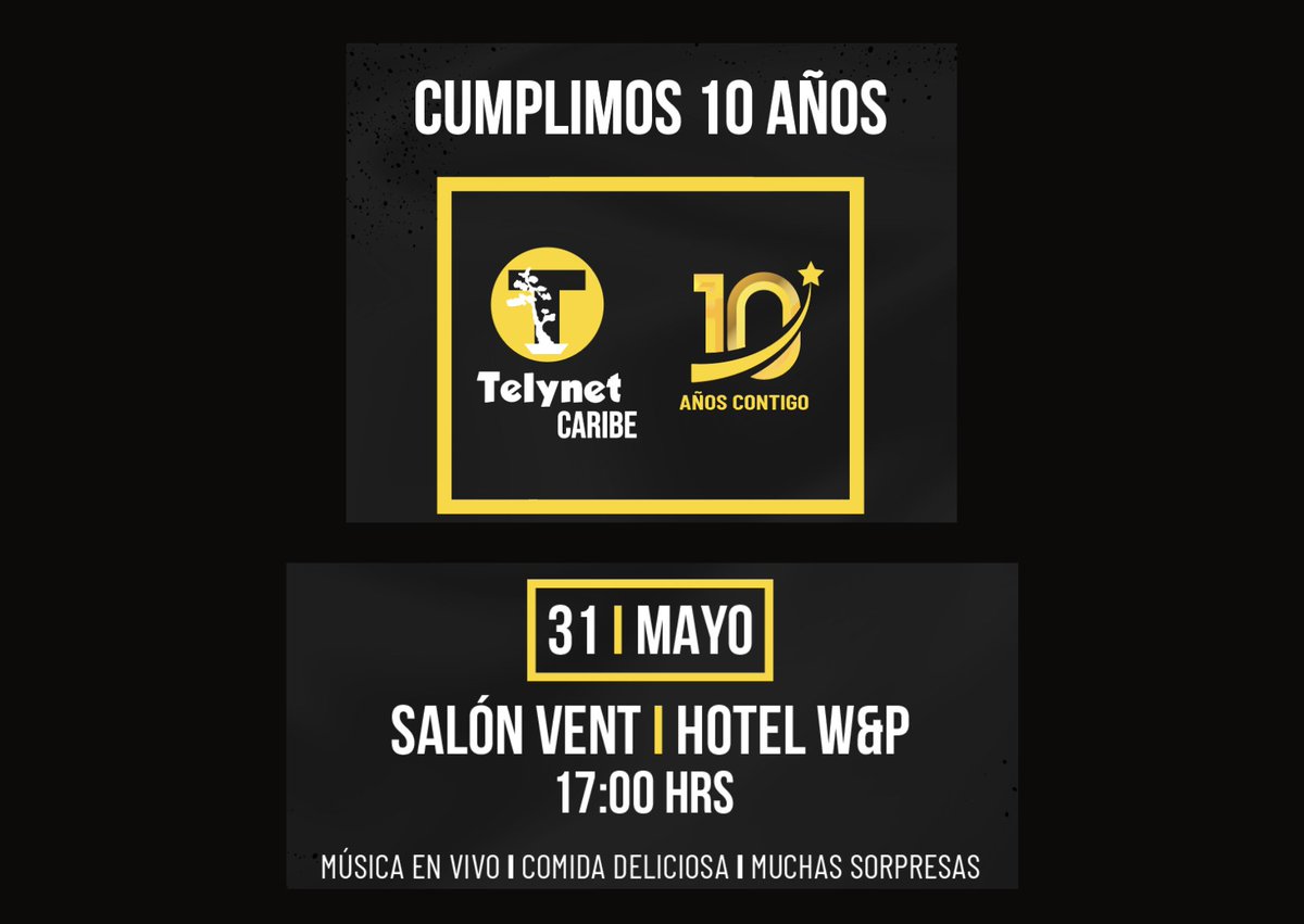 Hoy es el gran día, donde Telynet Caribe celebra su 10 aniversario. Lo celebraremos con clientes y amigos, con un evento que hemos organizado en Santo Domingo (República Dominicana) en el Hotel W&amp;P esta tarde a las 17h, hora local.
#ceo #republicadominicana #digitalizar #empresas