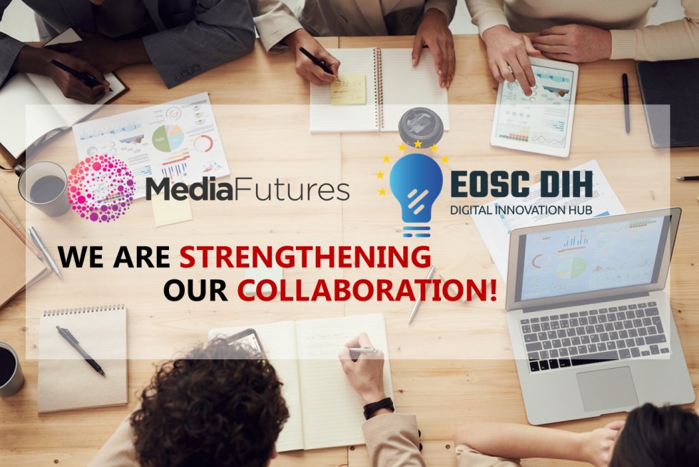 Announcing collaboration with <a href="/MediaFuturesEU/">MediaFutures</a>!

Together, we will exchange knowledge and experience, leverage our communities, deliver  relevant online workshops and explore the sustainability potential of both the MediaFutures and EOSC DIH communities.

eosc-dih.eu/eosc-dih-and-m…
