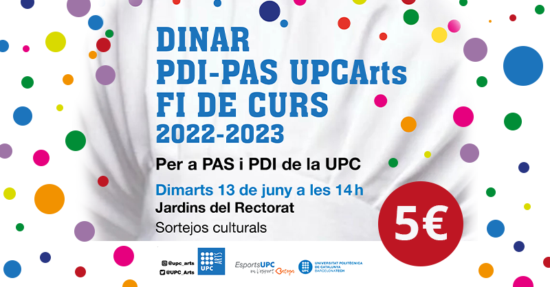 EsportsUPC's tweet photo. #PDIPAS I Si ets PDIPAS de @la_UPC, apunta't al dinar ‼️
📆Dimarts 13/06 a les 14 h
📍Jardins del Rectorat, campus Diagonal Nord
📝Inscripcions fins al 6/06: https://t.co/IbyUceSMZq
T'hi esperem!💙🤗🥂
#EsportsUPC @UPC_Arts #upcarts #femcomunitat #movemlaupc @EsportsUPC https://t.co/9PAD9mvcs2