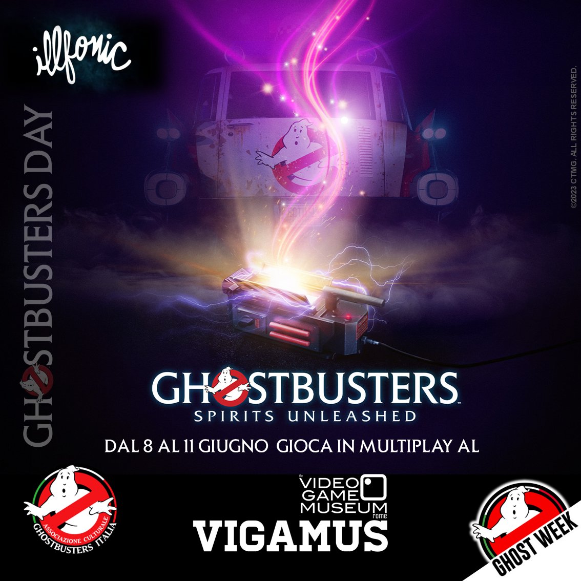 gammuseum_'s tweet photo. #VIGAMUS, il #Museo del #Videogioco di #Roma, celebra la #GhostWeek insieme a @GhostbustersIT e @IllFonic ! 👻
Visitaci dall’8 all’11 #giugno per giocare con i tuoi amici a #Ghostbusters Spirits Unleashed ed essere anche tu un Ghostbuster per un giorno! 👾 https://t.co/EOa9zTVN92