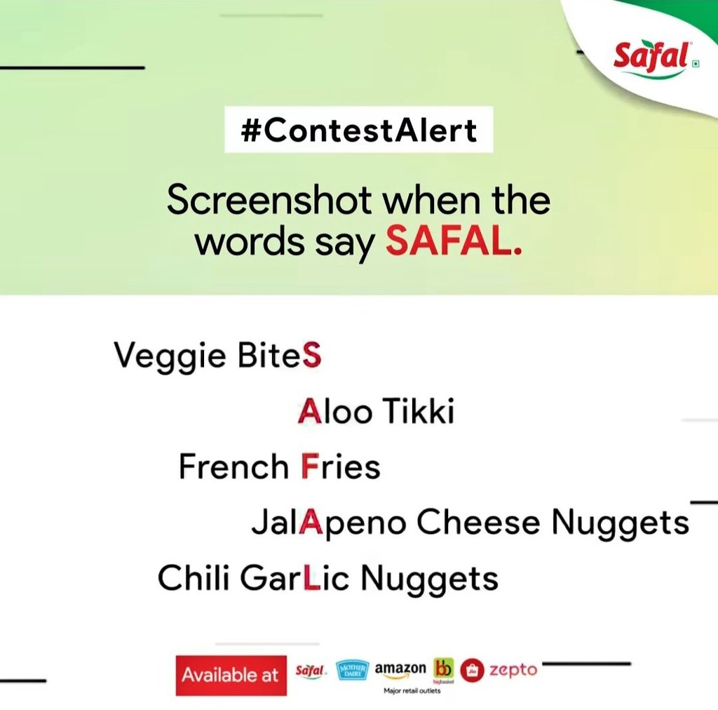 @Safalproducts Here's my perfect Screenshot team @Safalproducts 

Biggest wish to win!!!!

#Safal #SafalProducts #SnackTime #SafalSnacks #EveningSnack #SafalFrozenSnacks #ConvenientCookingMadeEasier ✅✅✅

Tagging
@avne3 
@AaRTzuu 
@Deepaadhan3 
@PritiNivoriya 
@SJ_0016