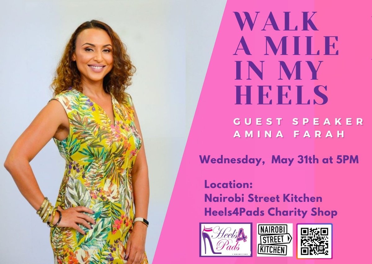 sisterspeaks254's tweet photo. This will be OUR FINAL Walk A Mile in My Heels @Nrbstrt_Kitchen As we close off Menstrual Hygiene Month please join us as we feature our #WCW Amina Farah @Fab_u_las, women's health and wellness advocate and founder of  Fab.u.las. Living, today she will normalise Menopause. https://t.co/Wt7kkbpfxs