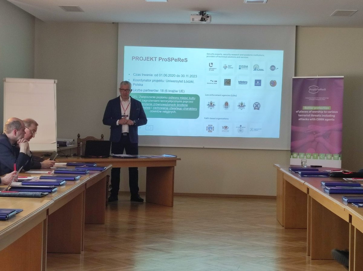 ProSPeReS1's tweet image. Pilot training of the ProSPeReS project has begun. From May 31, 2023 - June 2, 2023, a training course is being held at the Seminary of the Archdiocese of Lodz, which will present the solutions developed in the field of improving the security of the faithful.