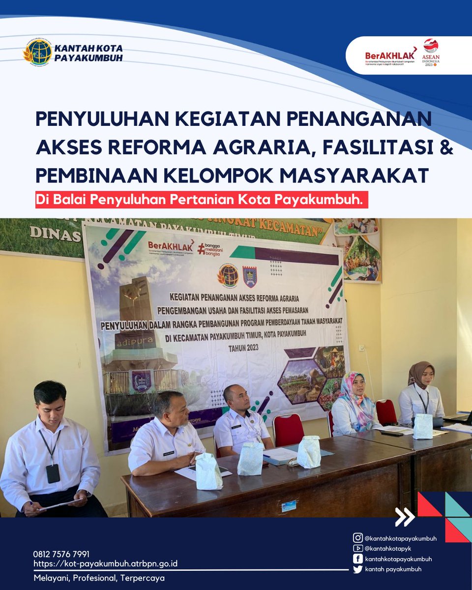 kantahkotapyk's tweet image. #SobATRBPN Kota Payakumbuh, Rabu (31/05) Pelaksanaan Penyuluhan Kegiatan Penanganan Akses Reforma Agraria, Fasilitasi &amp;amp; Pembinaan Kelompok Masyarakat di Balai Penyuluhan Pertanian Kota Payakumbuh

#TuntasdanBangkit
#MenujuIndonesiaLengkap
#ATRBPNKiniLebihBaik
#ATRBPNMajudanModern