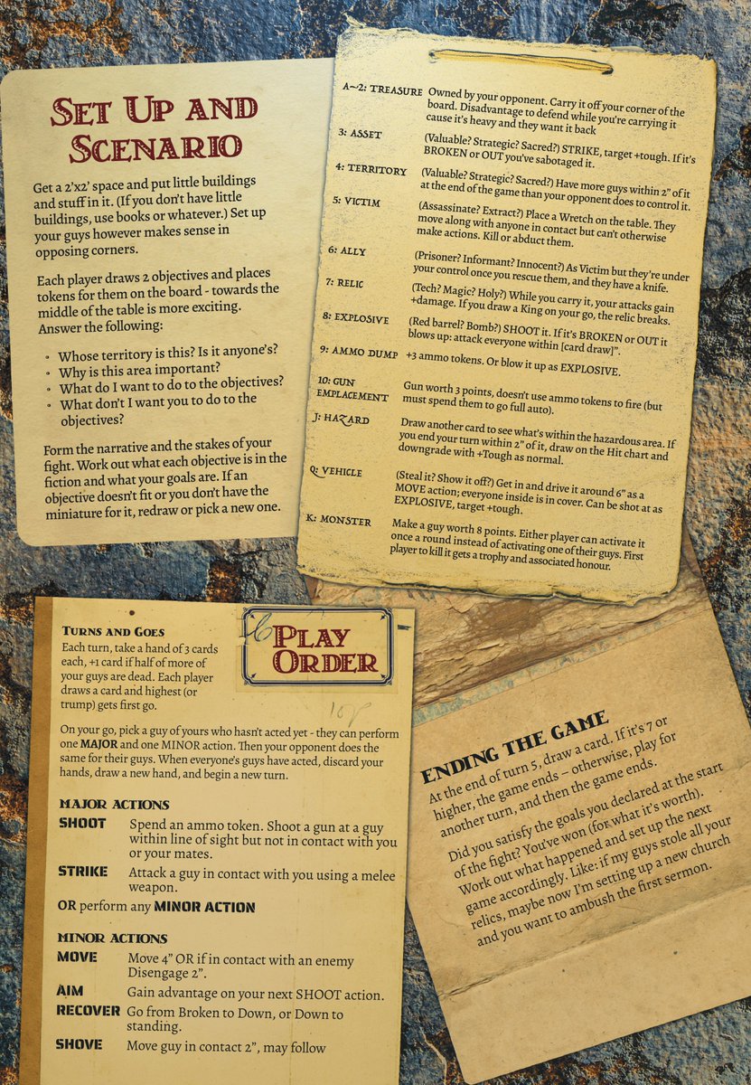 gshowitt's tweet image. PLASTIC BASTARDS is a narrative miniatures game in which you make between 3 and 6 little weirdos and have them murder each other over insignificant vendettas. PDFs and text-only versions available here: patreon.com/posts/83481921