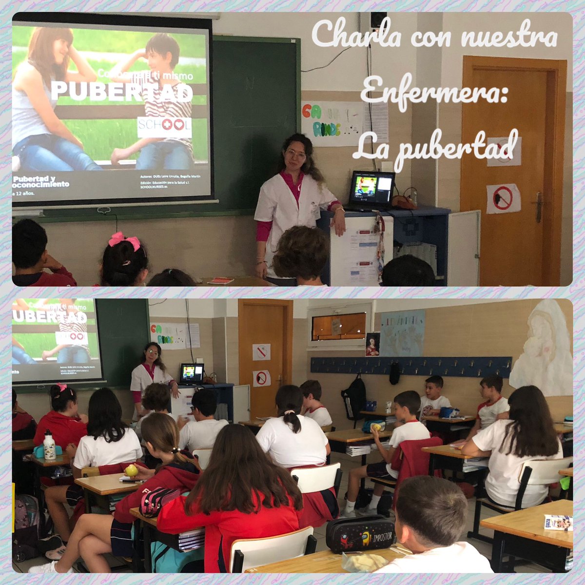 smp_feye's tweet photo. Charla formativa con nuestra enfermera sobre la pubertad, para los mayores y de los peligros del sol, para los más pequeños. Ruth gracias por cuidarnos tanto, todos los días, además. #levántate #FEYE #laProvi https://t.co/406yerau4k