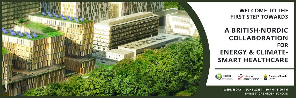 Join us for a British-Nordic Collaboration on Energy &amp; Climate-Smart Healthcare at the Embassy of Sweden, London on June 14th. Enhance collaboration for energy &amp; climate-smart healthcare. Exchange innovative ideas, experiences &amp; solutions. For info 👉🏻 lnkd.in/eSy2bZD7