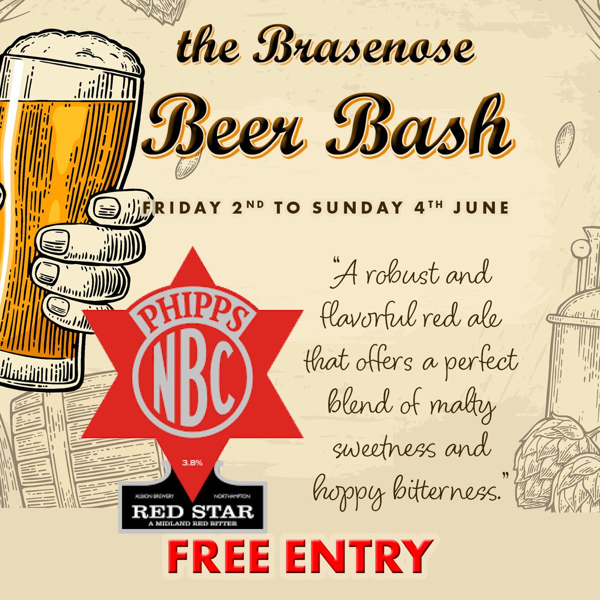 TheBrasenose's tweet photo. Fancy a Pint?
We have 10 Beers on for our #BrasenoseBeerBash
https://t.co/fpd9cwhnFZ
#phippsbrewery #RedStar @PhippsNBC https://t.co/wTyurfL7c5