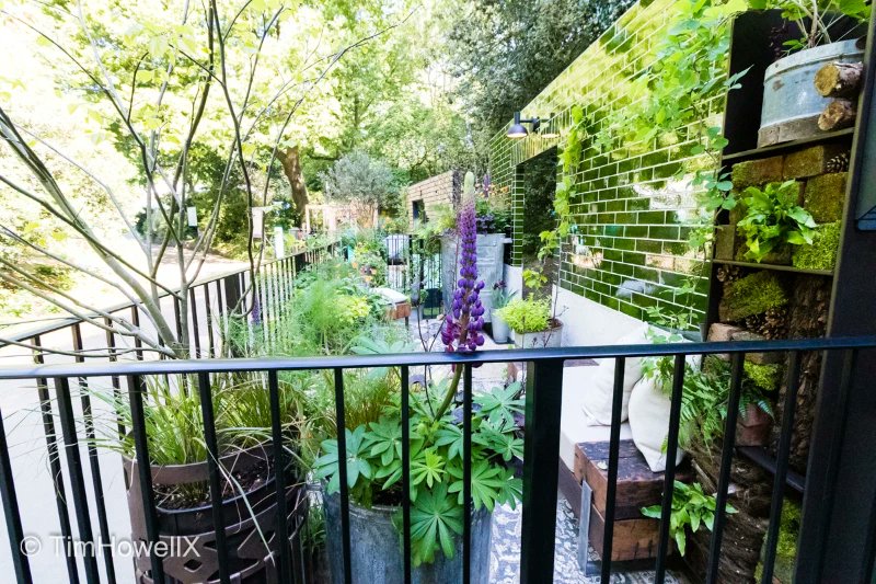 TimHowellX's tweet photo. #RHSChelsea #Highlights Emma Tipping gold medal winning Balcony Garden -  "The St George Plc 'Alight Here' Balcony Garden", expertly built by @Topoforma. https://t.co/6SE6YD91IU