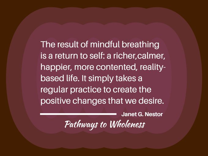 “The result of #mindful #breathing is a return to self...It simply takes a regular practice to create the positive changes...”
#BookQuote 

#PathwaysToWholeness

#AmazonBooks 
amzn.to/3ZjeFIx
#BarnesAndNoble 
bit.ly/3YWZnZD
 
#Meditation 
#Mindfulness 
#Books