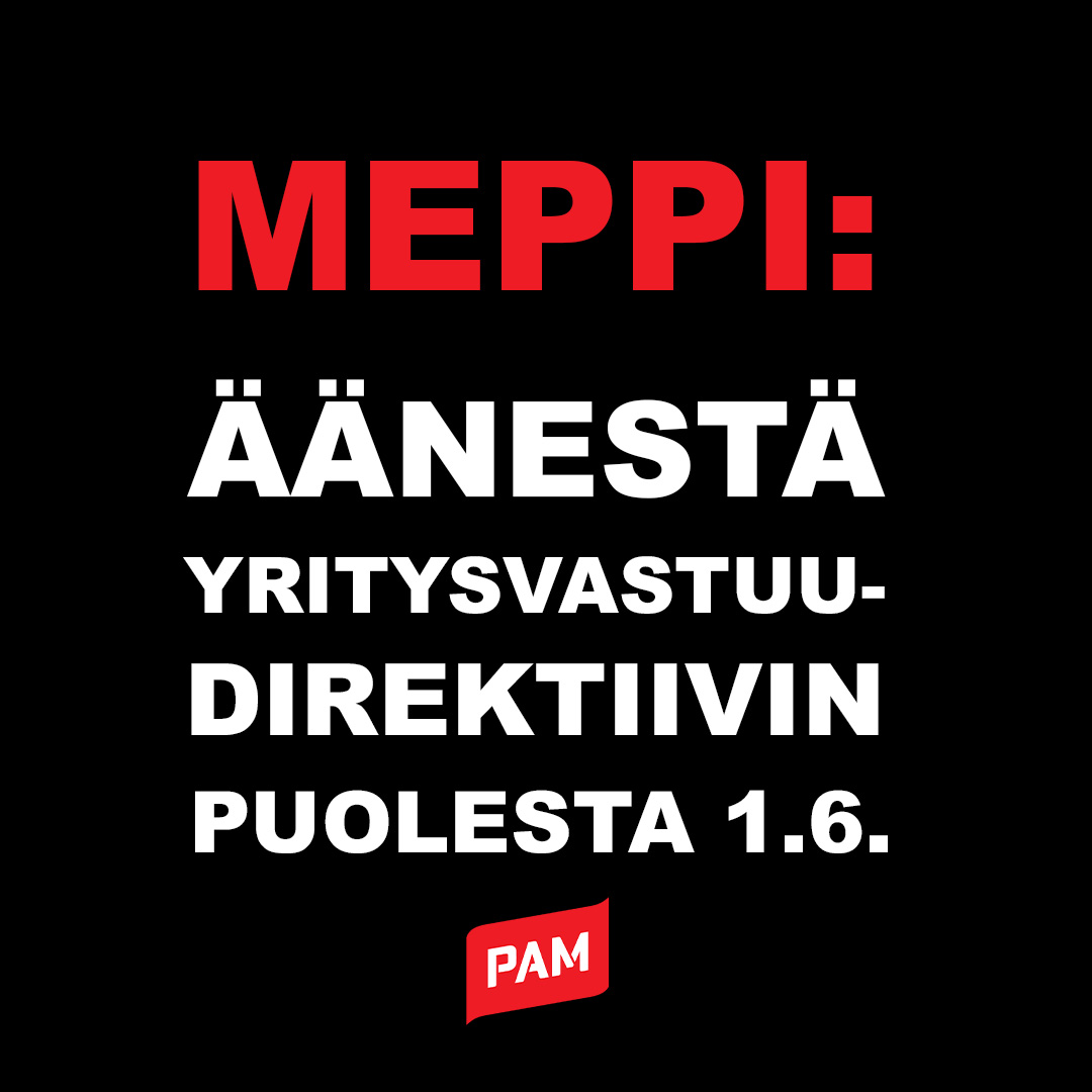 Huomenna 1.6. on ihmisoikeuksien ja ympäristön kannalta ratkaiseva päivä, sillä Euroopan parlamentti päättää joko lähettää yritysvastuudirektiiviin eteenpäin tai palauttaa sen valmisteluun. Suomalaismepit – äänestättehän yritysvastuudirektiivin puolesta! #yritysvastuulaki