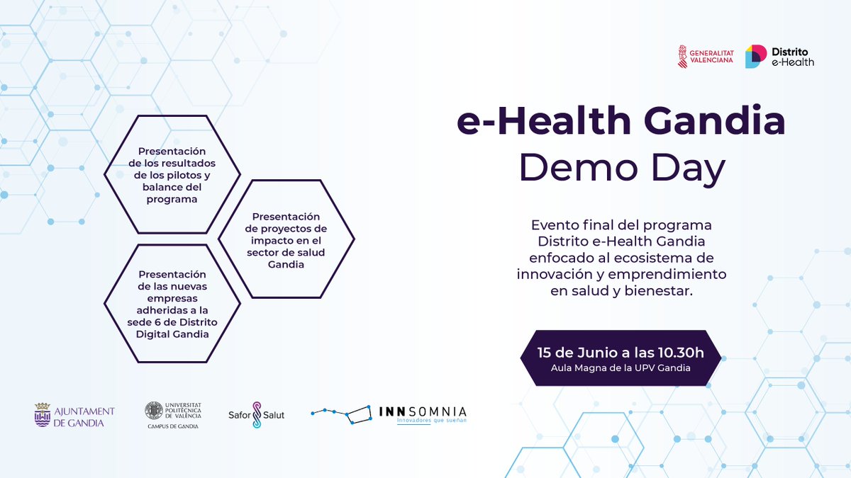 TechFabLabCV's tweet photo. 🔬💻Descubre los resultados de los pilotos desarrollados por las empresas finalistas del reto de #InnovaciónAbiertaDDCV #DistritoeHealth.

🗓️ 15 de junio a las 10h30
📍 Aula Magna @UPVCampusGandia 

Apúntate en https://t.co/EHNoJ7KHY5
#eHealthGandia https://t.co/mqqJhoKdfq