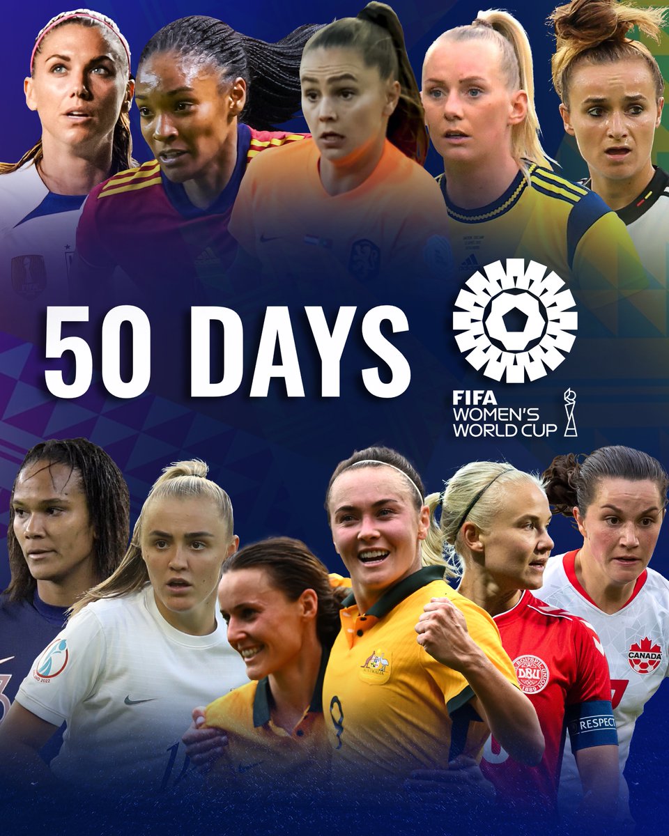 Only 5️⃣0️⃣ days until the FIFA Women's World Cup!
Are you as hyped as we are?

#FIFAWWC #FIFAWC