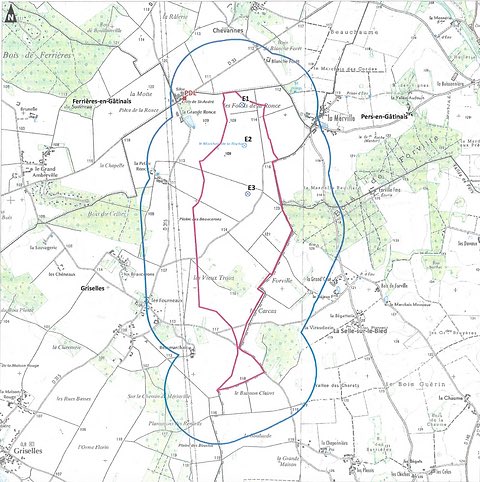 ❓Vous voulez savoir à quoi ressemble le développement anarchique des #Enr sur le terrain en 🇫🇷

👉🏻En projet sur une plaine paisible de seulement 2km2 du Gâtinais (Loiret)

⚠️3 #éoliennes géantes de 200m de haut

⚠️2 #methaniseurs 

A seulement quelques centaines de mètres