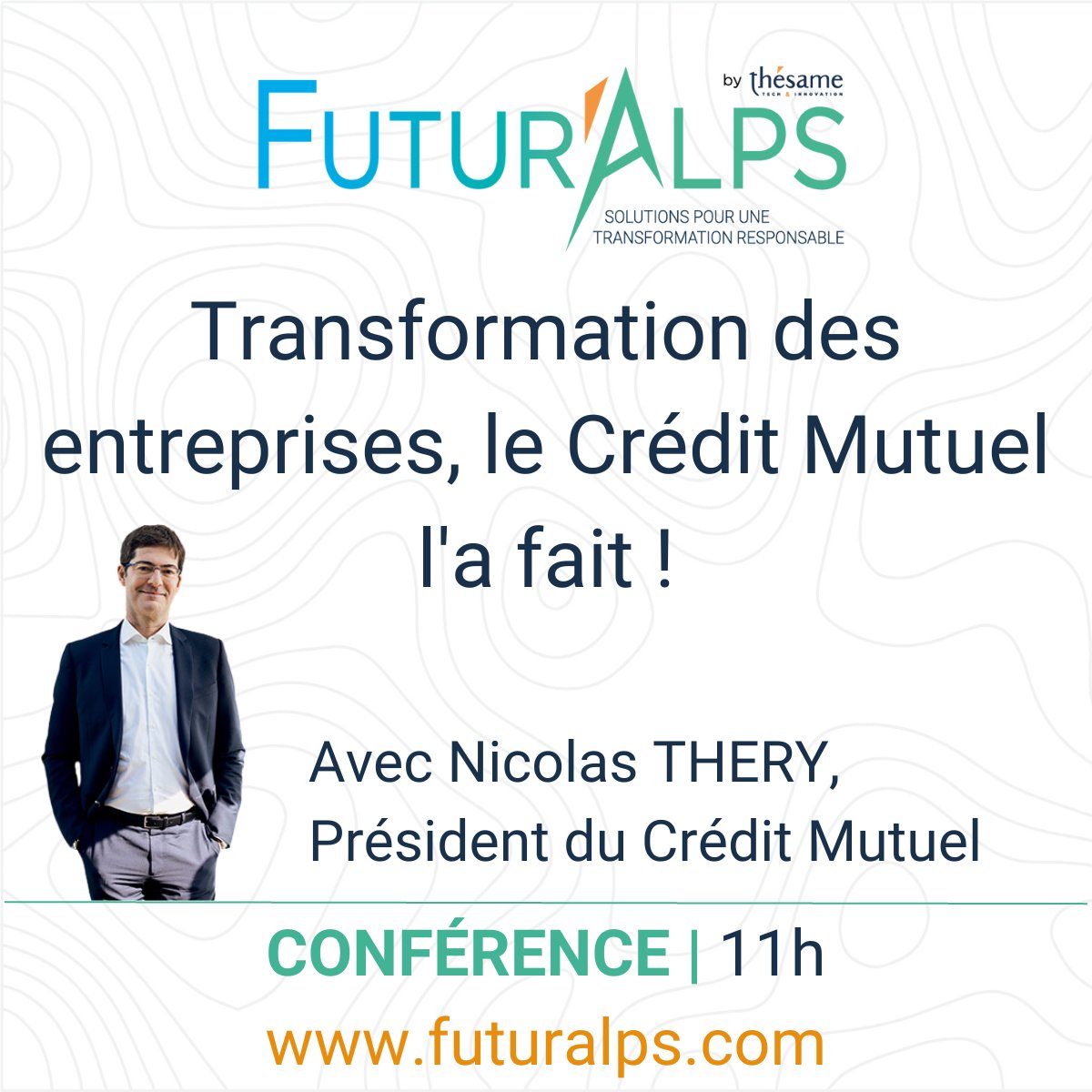 [Conférence 11h]📢 Transformation des entreprises, le <a href="/CreditMutuel/">Crédit Mutuel</a> l'a fait !
Nicolas Théry, Président du Crédit Mutuel, viendra souligner l'urgence pour toutes les entreprises à se transformer.
Il dira pourquoi et comment le Crédit Mutuel a initié des changements profonds