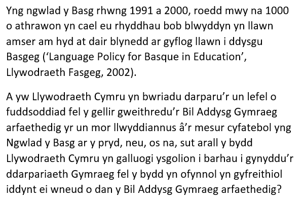 Y cwestiwn cyflwynais i ar gyfer y drafodaeth podiwm yfory yn stondin <a href="/NAELCymru/">Academi Arweinyddiaeth - Leadership Academy</a> <a href="/EisteddfodUrdd/">Eisteddfod yr Urdd a’r Celfyddydau</a> gydag @Addysg_Cymraeg.
Dw i wir yn gobeithio bydd cyfle i drafod hyn - mae cymaint yn dibynnu ar yr ateb i'r cwestiwn hwn. #Cymraeg2050