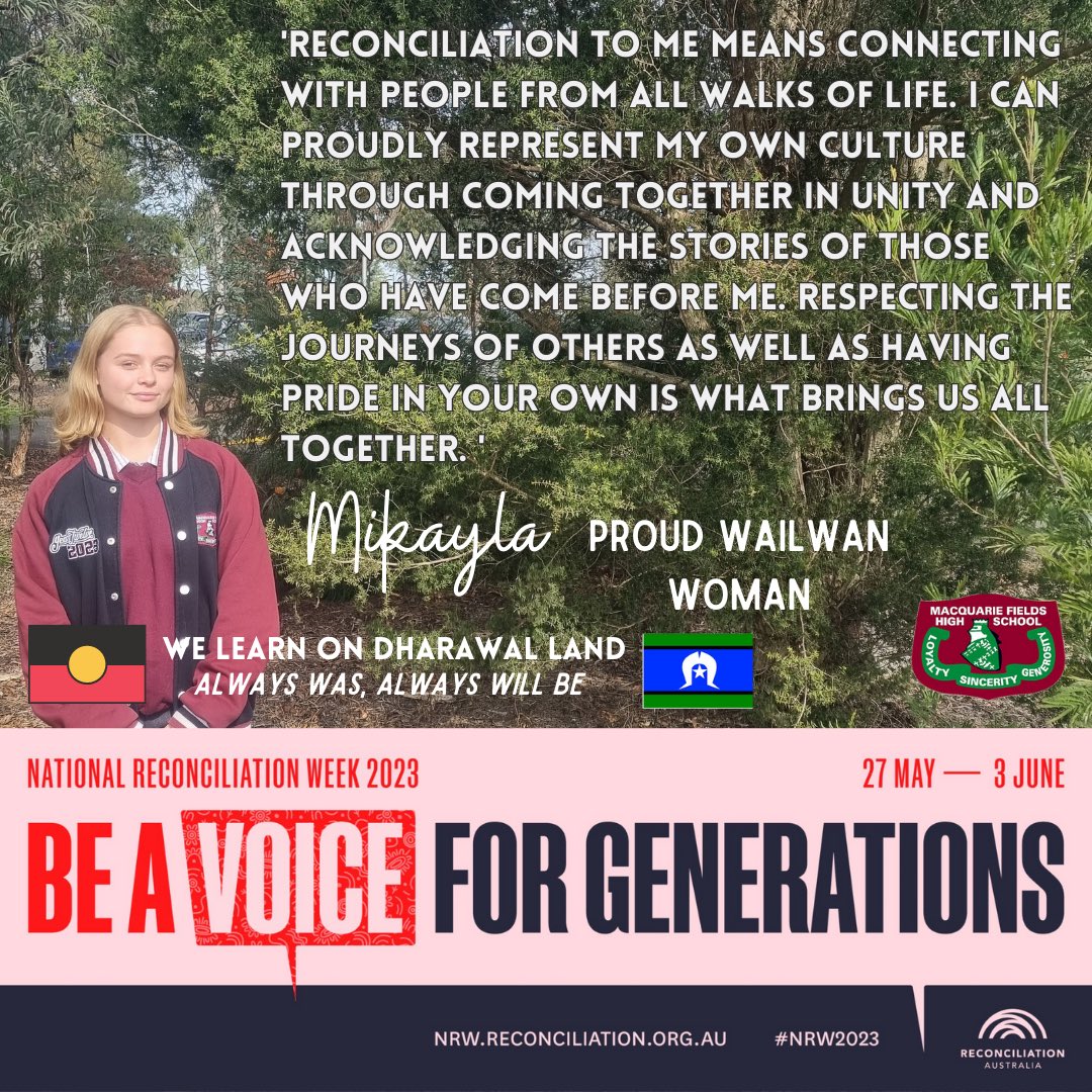 'Reconciliation starts with a conversation...' and it's a conversation our school community, and our young leaders, are passionate about. Reconciliation means... 'working collaboratively for a deadlier future' - and that's a future we can ALL support!