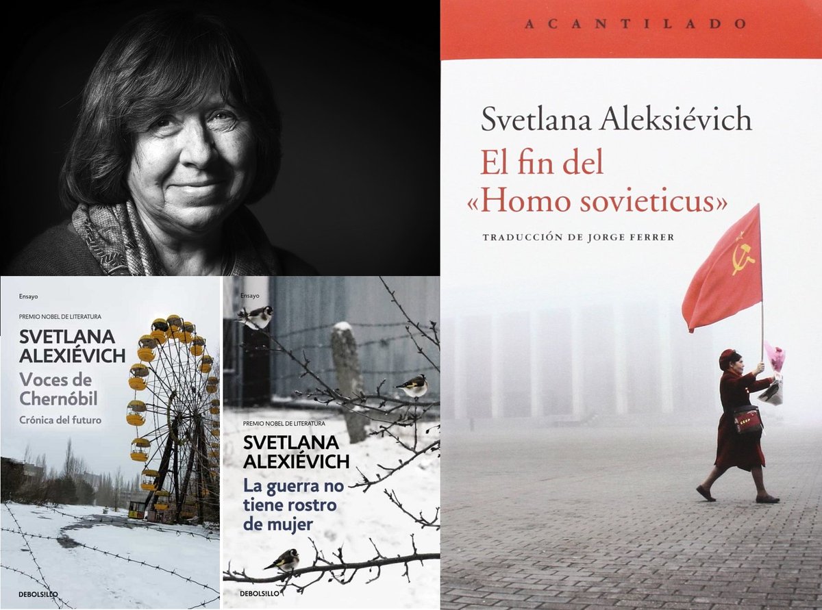 Este 31 de mayo,
cumple 75 años
¡Felicidades!🎂
🖊️#SvetlanaAlexiévich
Escritora bielorrusa nacida en Ucrania.
#PremioNobel de #Literatura, 2015
Autora fundamental,
para tener una buena perspectiva,
sobre lo que pasó en la URSS
y los países bajo su influencia, tras la IIGM
#Ensayo