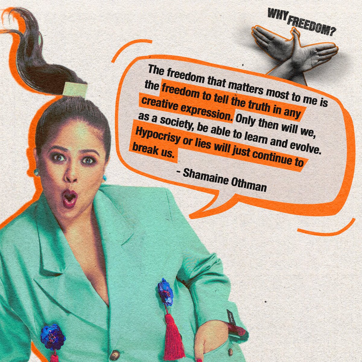 freedomfilmfest's tweet photo. Comedian, Writer, Producer; no matter which hat she is wearing, @shamaineothman believes in freedom of truth in her creative expressions. Click the link in our bio to express your #whyfreedom verity. https://t.co/0N0C89h7Nn