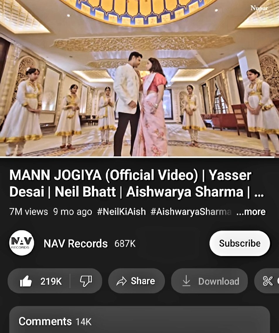 Woh Naam Woh Kahani
Hai Yaad Mooh Zubani
Woh Mera Yaar-e-jaani
Jaani Maula
🎶🎶🎶🎶🎶

7 Million and counting ❤️ song is so soulful music, lyrics, Yasser's voice  everything and Neil-Aishwarya's charm made it perfectly #MannJogiya 

#NeilBhatt #AishwaryaSharma