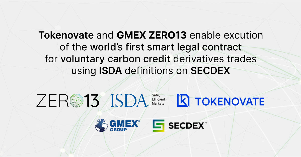 GMEX_Group's tweet photo. We are very proud to announce that our initiative, @zero13net &amp; @tokenovate have conducted the world’s first #smartlegalcontract for voluntary #carboncredit derivatives trades, that referenced the 2022 @ISDA Verified Carbon Credit Transactions Definitions.
https://t.co/USkpc1MK60 https://t.co/mQHb2EhILe