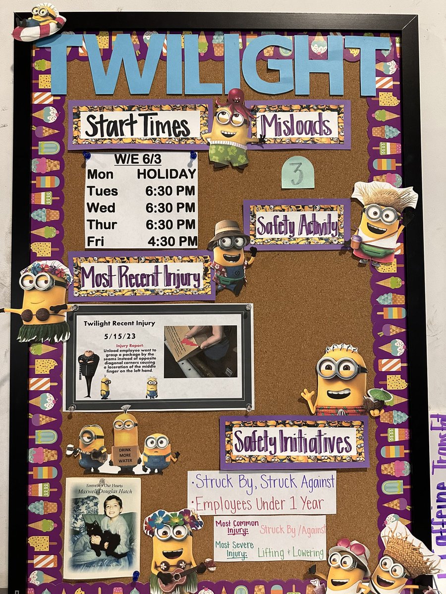 Goodyear Twilight FT Supervisor Alex Hernandez made her own communication board with Minions 🤣 Be creative at work! This was a great way to display safety and service results @UPSers @ups_Heroes @RickGaffneyJr