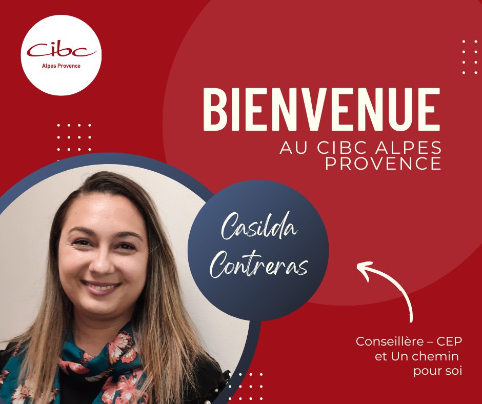 CibcAp's tweet image. [Bienvenue]

Nous souhaitons la bienvenue à Casilda Contreras qui intègre le CIBC Alpes Provence en tant que conseillère CEP et pour le projet &quot;Un chemin pour soi&quot;.