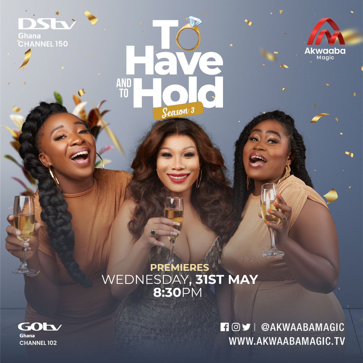 adjeteygh's tweet photo. And the wait is over! We are back on your screens with Season 3!
Don’t miss the premiere of To Have and To Hold S3, this Wednesday- 8:30pm on @akwaabamagic, DStv ch 150 and GOtv ch 102.
#thth3 #dstvghana #gotvghana https://t.co/SjgtpR1Znr