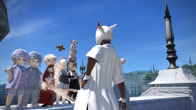 FF14、今回のパッチで増えた装備はやたらとフェチ度が高い気がします。宝の地図でゲットしたパジャマの着こなしを考えてたけどフェチ度が高すぎる!ぐへへへへ!(邪悪な微笑み)ララフェルさんたちは完全に着こなしててやっぱりズルい! #PS5Share, #ファイナルファンタジーXIV