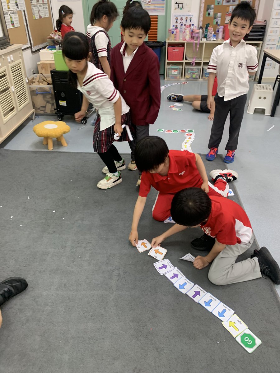 Coding in Grade 1. Students love getting hands on with their learning and moving their bodies. #myCISB #coding #grade1