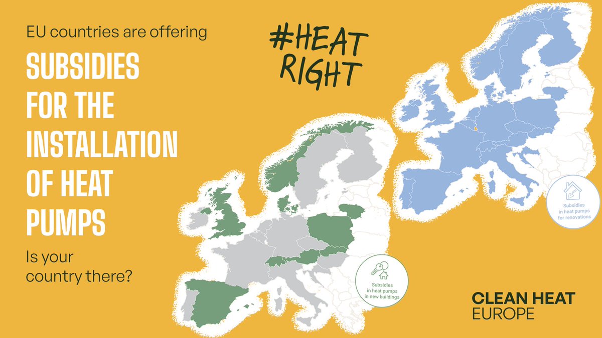 Do you live in 🇵🇹? Or maybe 🇵🇱?
 We've got you covered!
@helloheatpumps mapped all the 🇪🇺countries + 🇬🇧🇳🇴🇨🇭offering subsidies to help you make the switch from fossil-based heating to clean tech like #heatpumps.

See what your country offers👉 ehpa.org/2023/03/17/stu…

 #HeatRight