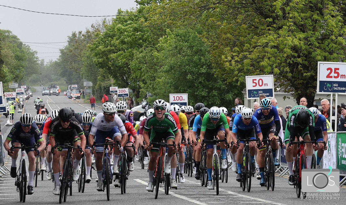 🟥 Stage 2- Birr to Ennis 154.5km
Matthew Fox, Wheelbase CABTECH Castelli

2nd Patrick O'Loughlin
3rd Matteo Cigala
4th Odhran Doogan
5th James McKay
6th Dan Gardner
7th Finn Crockett

The effort &amp; the ecstasy captured superbly by
<a href="/LorOSullivan/">Lorraine O'Sullivan</a>
#Rás2023 #RásTailteann #MenOfTheRás