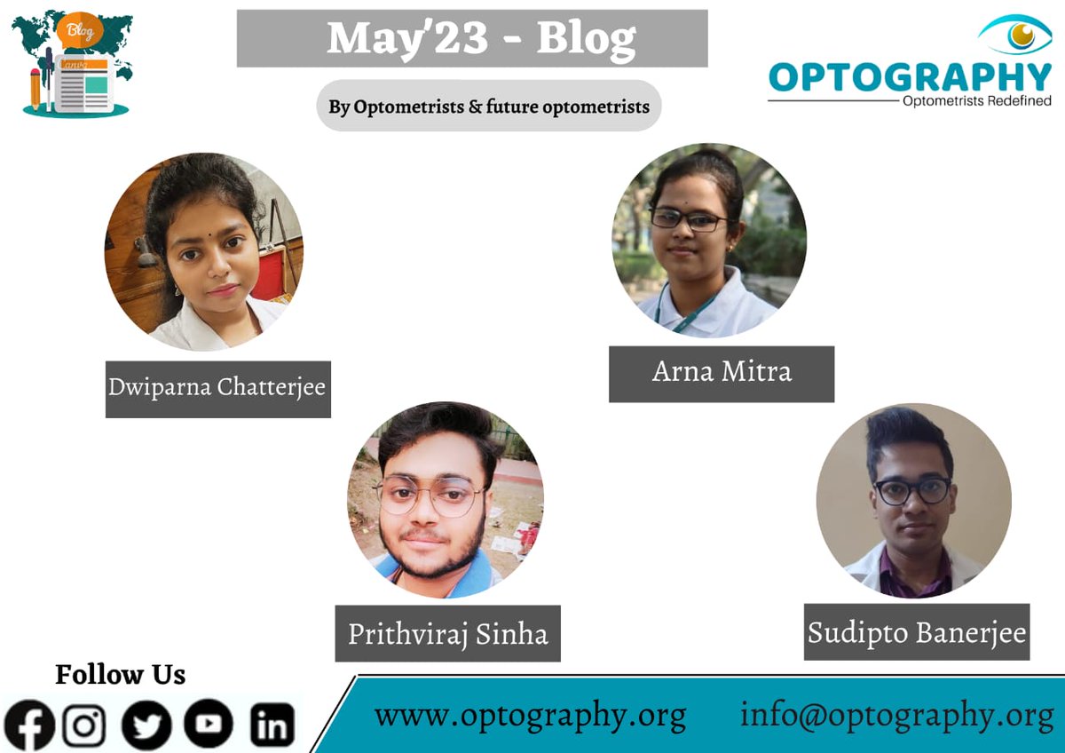Heartiest Congratulations to one & all ! 💐

Optometry Blogs by the Optometrists & Future Optometrists for the month of May, 2023 have  been featured from the Optography official website!

Happy to see a bunch of passionate Optometrists & Future Optometrists! 😃