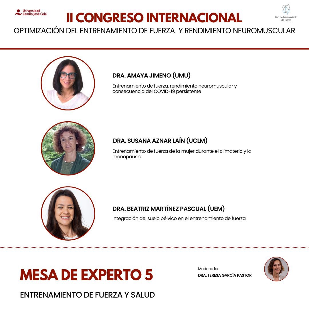 La mesa 5 del Congreso de Fuerza de la <a href="/RedFuerza/">REF Red de Entrenamiento de Fuerza</a> se centrará en la importancia del entrenamiento de fuerza en la salud. No te lo pierdas. ¡Qué lujazo va a ser disfrutar de todos los ponentes, talleres y actividades del congreso!
<a href="/STreNgthP_RG/">STreNgthP Research Group</a> 
<a href="/CCAFyD_UCJC/">CCAFyD UCJC</a>
