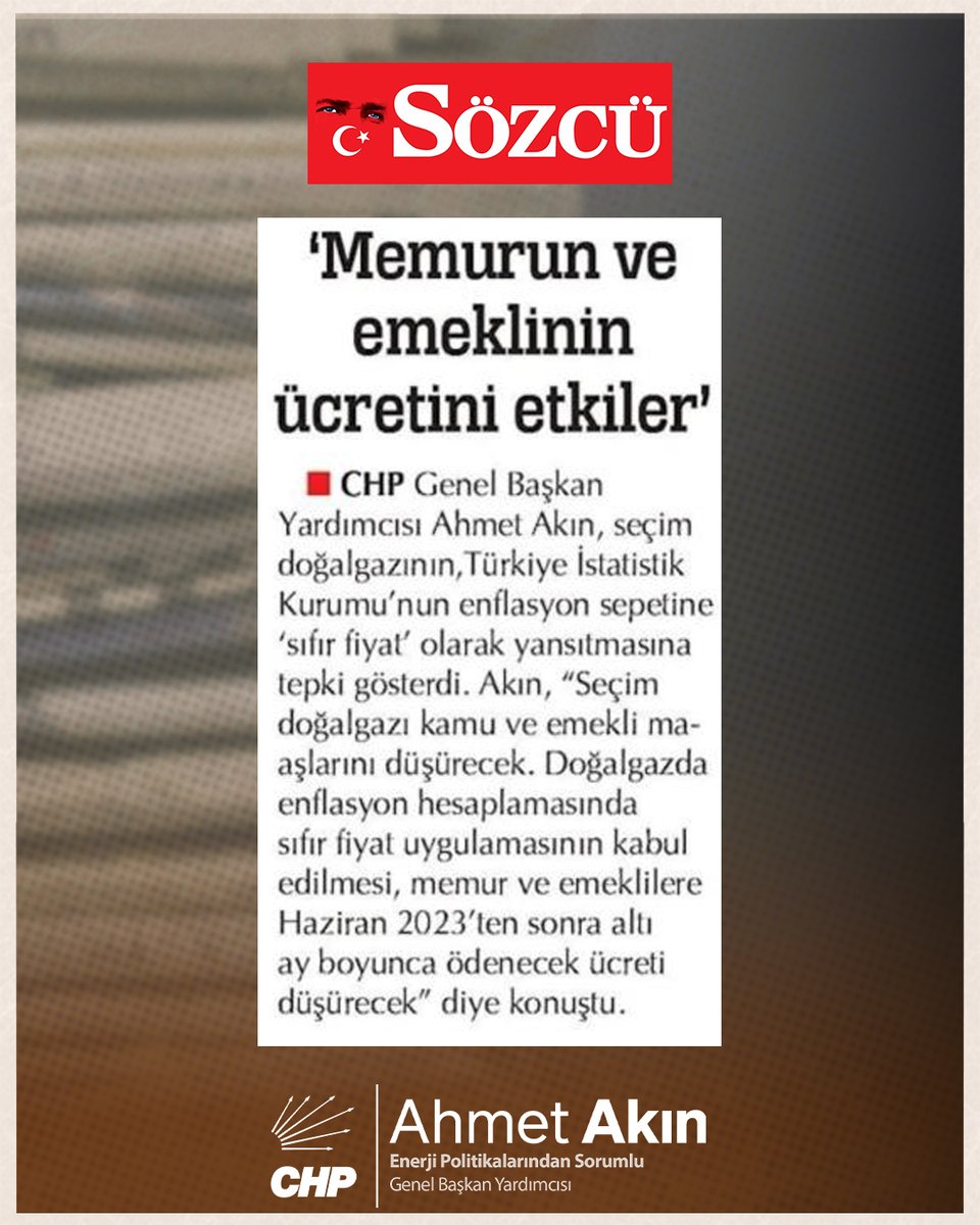 - "'Bedava' gaz oyunu"
<a href="/cumhuriyetgzt/">Cumhuriyet</a> 
- "Memurun ve emeklinin ücretini etkiler"
<a href="/gazetesozcu/">Sözcü</a>