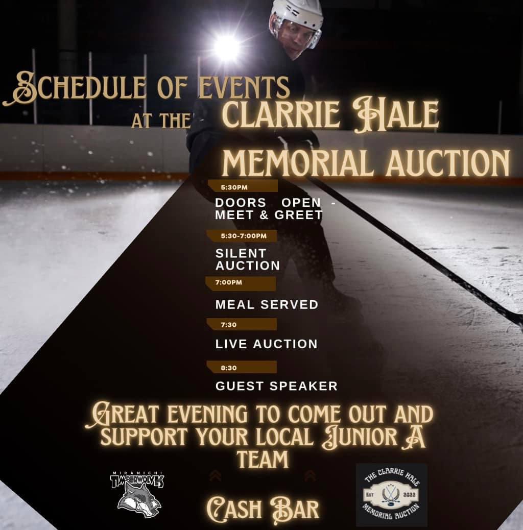 PQMiramichi's tweet photo. Clarrie Hale Memorial Auction in support of Miramichi Timberwolves is Saturday evening with Guest Speaker Patrice Brisebois. #Miramichi @MTimberWolves @GGreenMachine https://t.co/oeE8K3vC9G