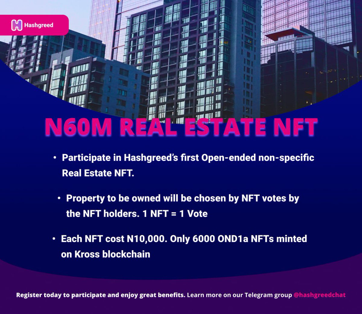 hashgreed's tweet photo. Join others to own a multi million naira real estate asset. Minimum contribution is N10,000 . Register via link ππ½
https://t.co/ARzFz3c8k3
Own your world with #Hashgreed π
#crowdOwning #tokenization #africa https://t.co/gKFRqP1Nm2