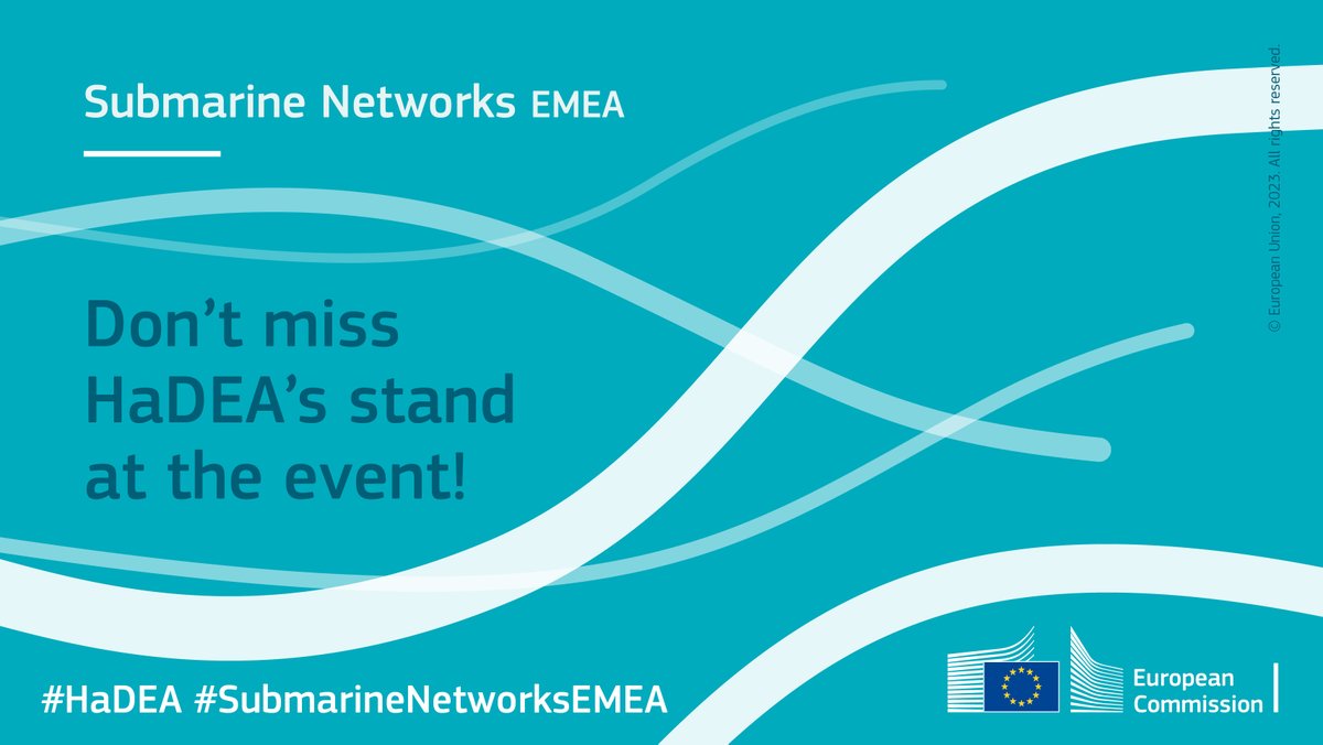 EU_HaDEA's tweet photo. #SubmarineNetworksEMEA 2023 kicks off today in London! 🚀

Visit #HaDEA's stand to learn about funding opportunities and discover projects funded under the #CEFDigital Programme.

Join us! 👉https://t.co/Keszbr4K7z

#SubNetsEMEA https://t.co/dHQtgb0B0D