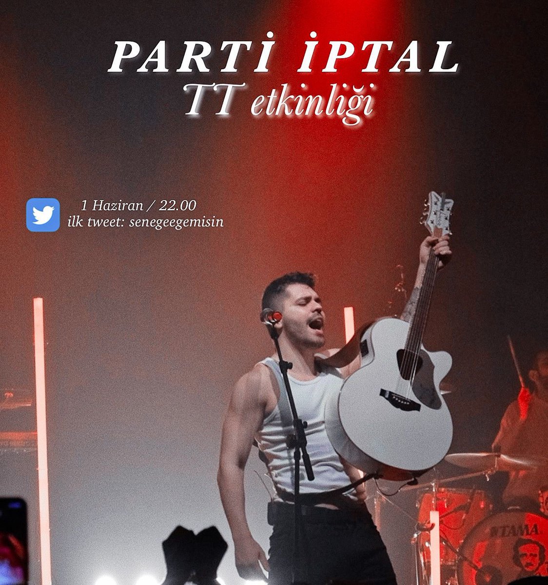 1 Haziran saat 22.00’da yeni albumumuz parti iptal icin duzenleyecegimiz tt etkinligine katiliminizi bekliyoruz 🫶🏻  
ilk tweet; <a href="/senegeegemisin/">ege</a>