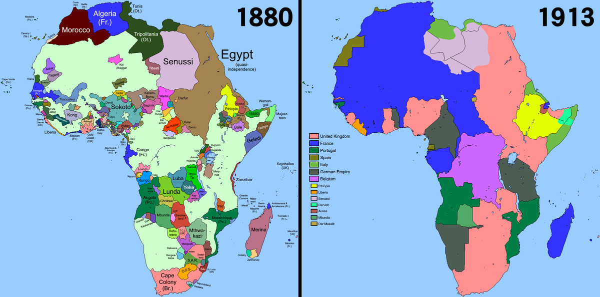 onlmaps's tweet photo. Africa 1880 versus 1913 https://t.co/PaAfHZGZUY