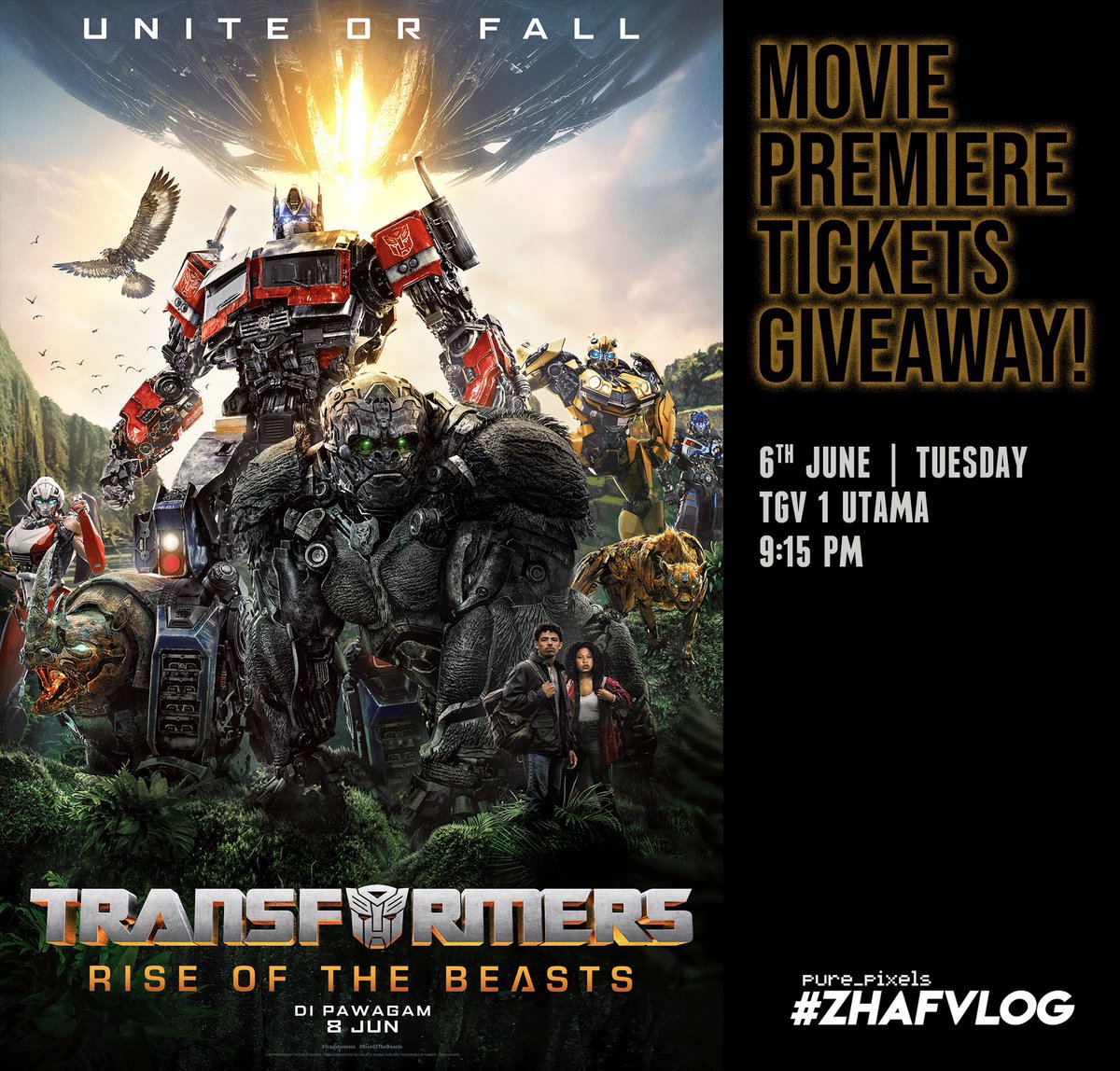 purestpixels's tweet photo. TRANSFORMERS: RISE OF THE BEASTS - Exclusive Premiere Screening Tickets Giveaway!

https://t.co/HtJ0wHZuJl

#ZHAFVLOG #MulutPuakaGiveaway #MulutPuakaPremiere https://t.co/WOdQpM4JNF