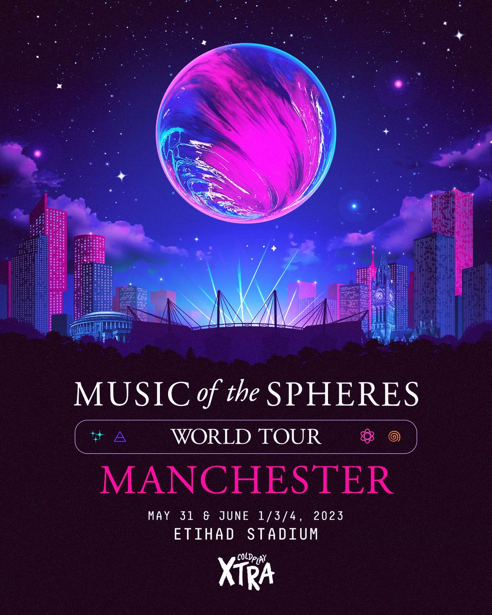 coldplayxtra's tweet photo. Ya’aright Manchester!? 👊😎✨

Coldplay are ready to perform to sold-out crowds of 220,000 fans this week with 4 nights at the Etihad. Have a good one, folks!

❤️ #ColdplayManchester
🪐 #MusicOfTheSpheresWorldTour https://t.co/VTWFAGs8yN