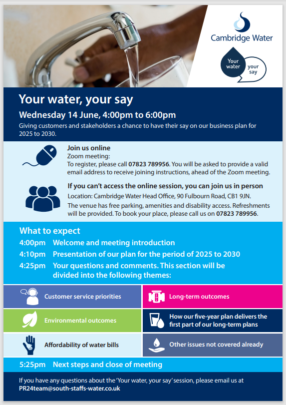 #cambridgewater are hosting a meeting for their customers to have a say about their future plans