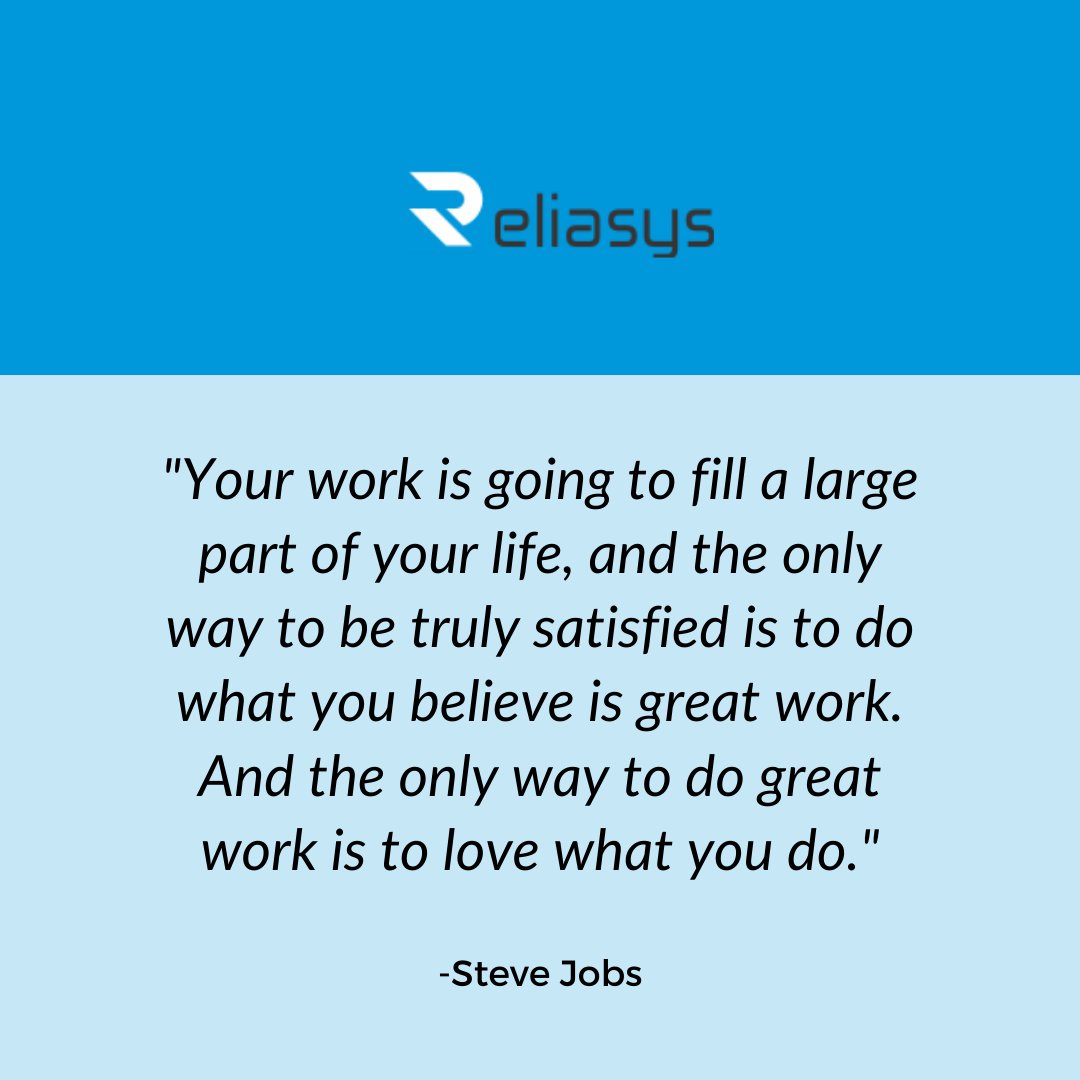 ReliasysL's tweet photo. Find your passion, and let it guide you to greatness! Steve Jobs knew that the key to true satisfaction was doing work that you love. So, take a step back, and ask yourself - are you doing what you were meant to do? https://t.co/rO2UMtQX2R