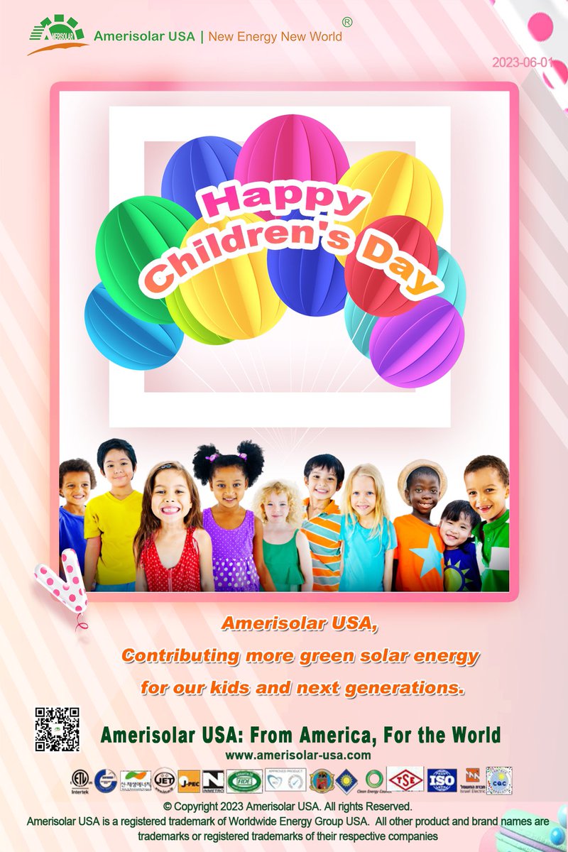 Happy Children's Day! Wish all children live in a green, clean and healthy environment and grow healthy! #children #childrensday #greenworld #june1 #greensolarenergy #greensolar #GreenEnergy