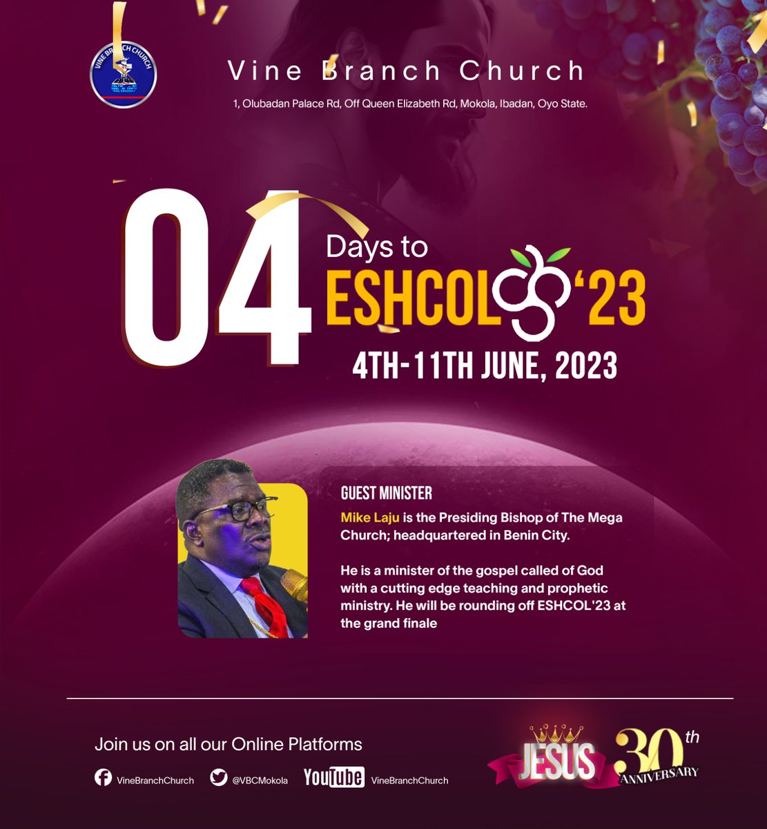 VBCmokola's tweet image. #4DaysToGo
#CountdownToEshcol23
#ESHCOL23
#JESUS
#VineBranchChurch
@MikeLaju