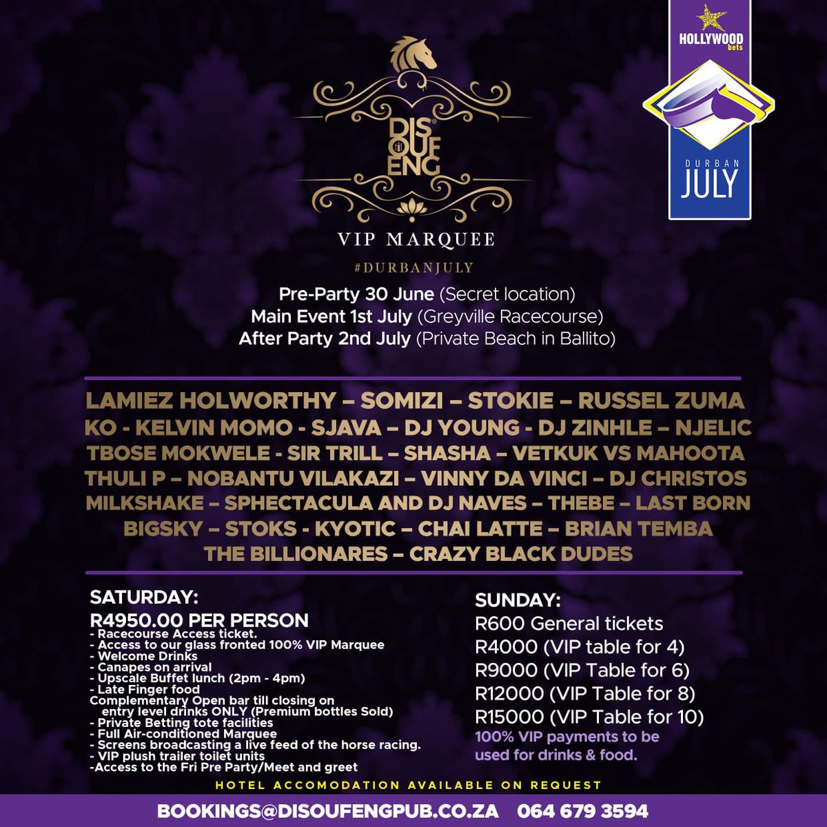 billionaires_za's tweet photo. We are super excited to be part of @DISOUFENG_PUB A-list celebrity line-up for the #hollywoodbets Durban July 2023 🎉🥳 Thank you for the lifetime opportunity. It’s going to be OUT OF THIS WORLD🔥🔥🚀🚀 #disoufeng the only #vipmarquee that will matter at #durbanjuly https://t.co/Fvofz8ZsvO