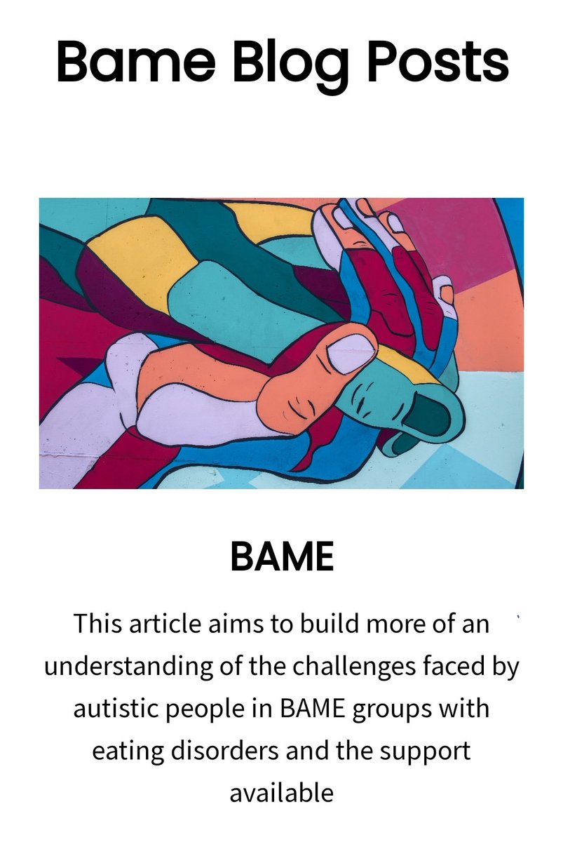 A2ndVoice's tweet image. @PEACE_Pathway 

peacepathway.org/search?q=Bame

Within the eating disorder field research has also suggested that #BAME groups are less likely to be diagnosed with an #eatingdisorder compared to Caucasian people (Sonneville &amp;amp; Lipson, 2018). 

#HAFProgram @educationgovuk #autism