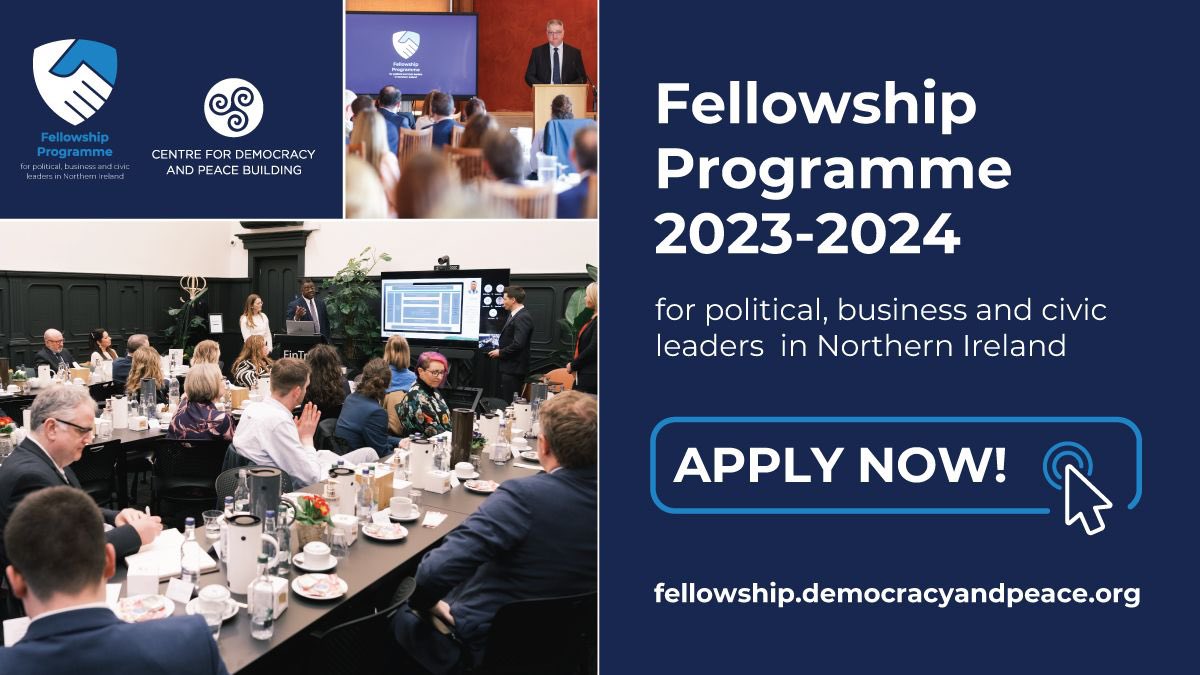 📣 Applications for the 2023-24 Fellowship Programme are now live!

Are you a political, business or civic leader marked by the spirit of possibility and a desire to navigate through complexity? Then the Fellowship Programme is for you.

Apply now at fellowship.democracyandpeace.org