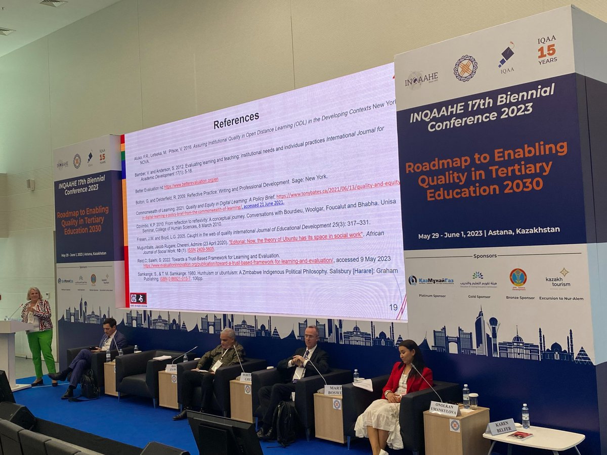 inqaahe's tweet photo. #INQAAHEConference2023 multi-speaker session on sub-theme 4, INQAAHE Core values, presented by Dr. Martin Boswell, Dr. Whitfield Green, Dr.
@BrittaZawada, and Onolkan Umankulova.
@IQAA_KZ @EtecKsa #AstanaDevelopment #KazakhTourism https://t.co/fh2xGiyOGW